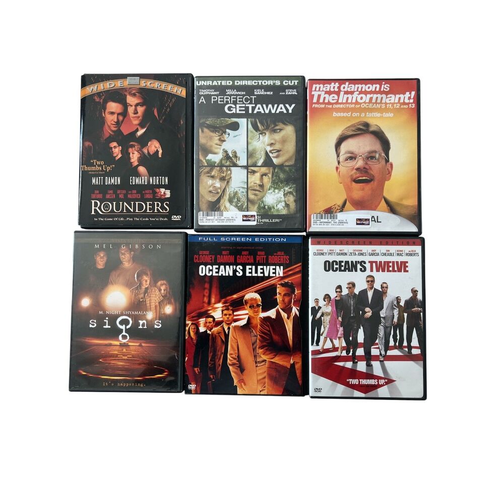 6 DVD Movies Bulk Lot Rounders The Informant Signs Oceans 11 & 12 Bulk Lot